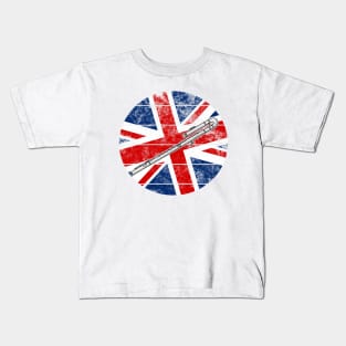 Bass Flute UK Flag Britain Flautist British Musician Kids T-Shirt